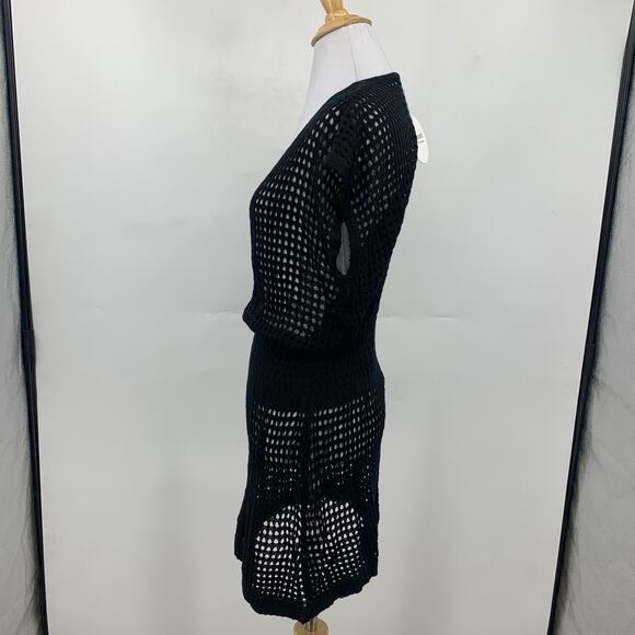 Hount Dress Womens S Small Black Open Stitch Crochet Knit Cover Up See Through - Picture 4 of 11